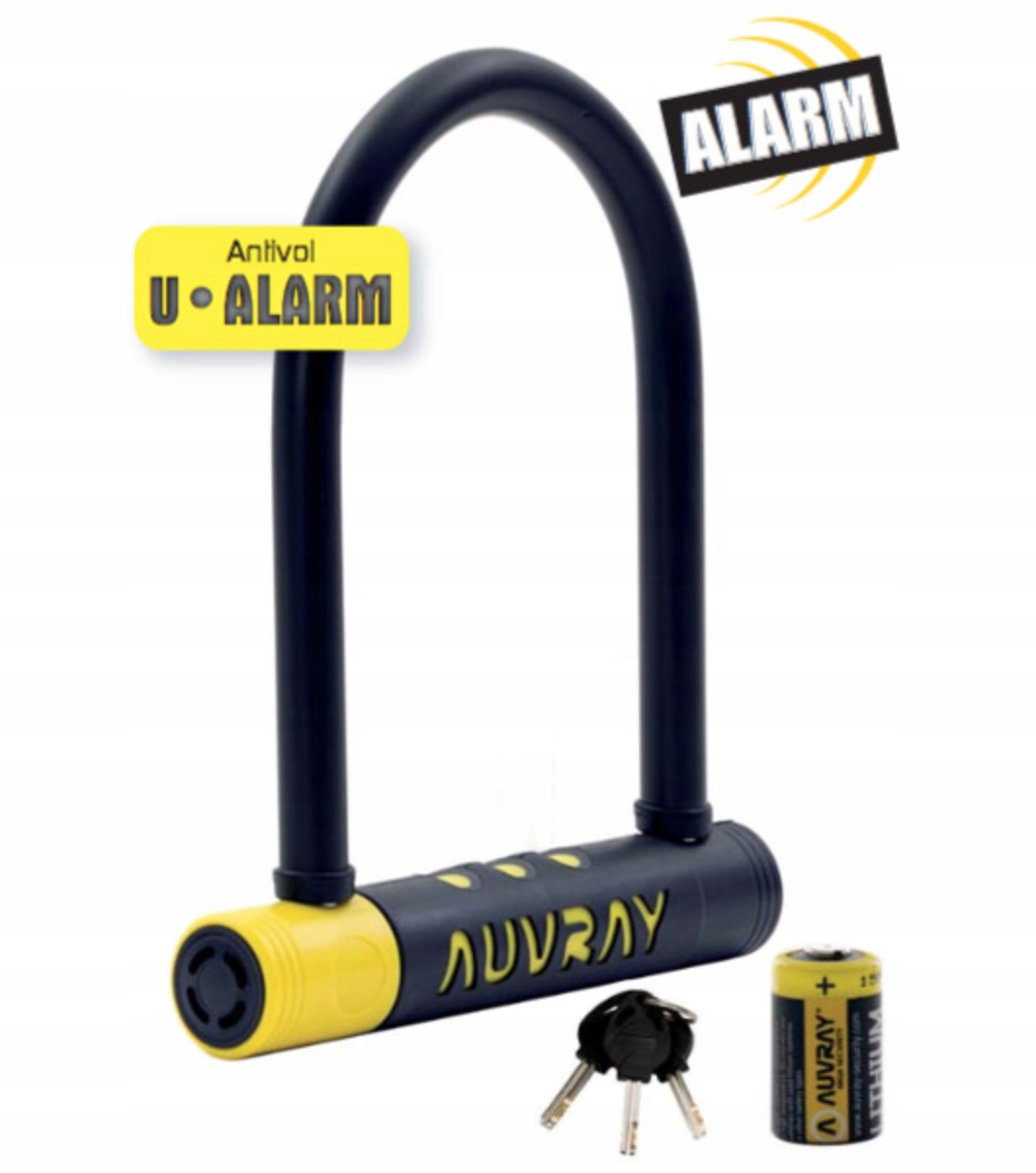 Spona AUVRAY 14mm U-LOCK s alarmom 128x245mm