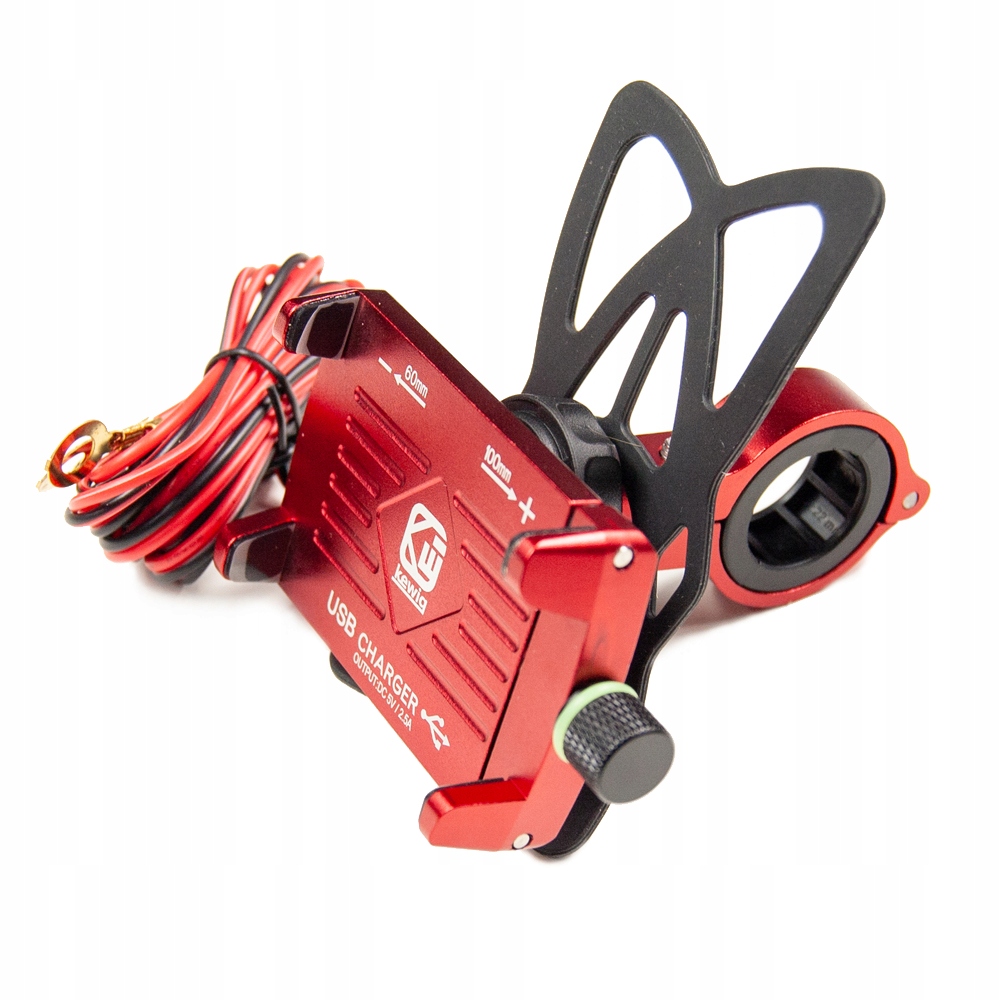 Hliníkový držiak na motocykel KEWIG RED USB + sieťovina