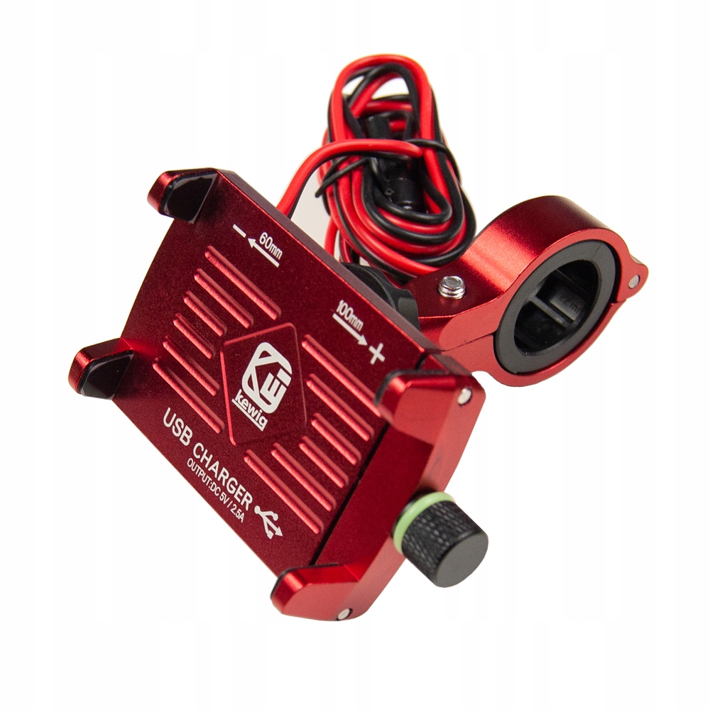 Hliníkový hliníkový držiak na motocykel KEWIG RED USB