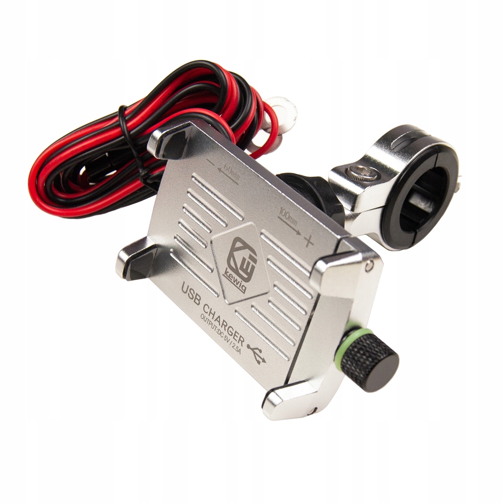 Hliníkový hliníkový držiak na motocykel KEWIG SILVER USB
