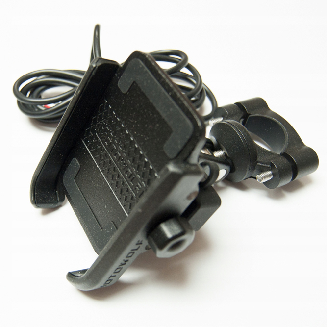 Hliníkový hliníkový držiak na motocykel MOTOWOLF BLACK USB