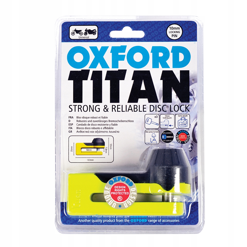 BRZDOVÝ ZÁMOK MOTO OXFORD TITAN 10MM