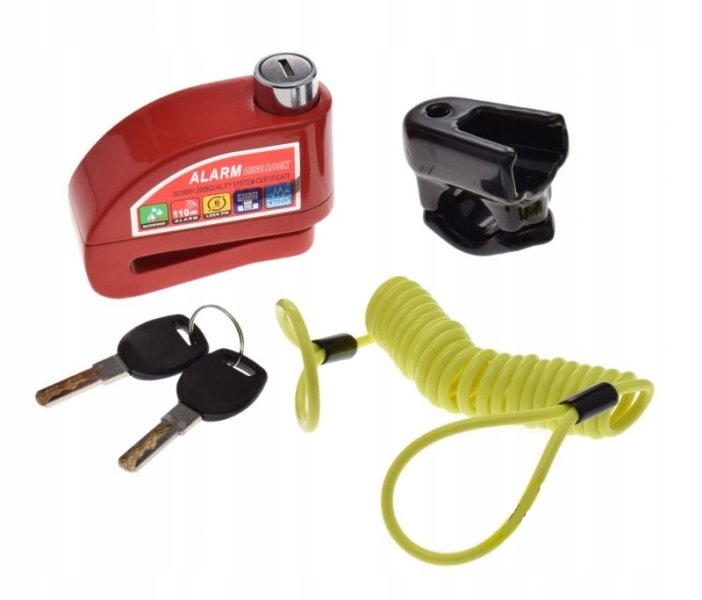 ALARM ŠTÍTOVÝ ZÁMOK ČERVENÁ MOTOCYKLOVÁ JEDNOTKA