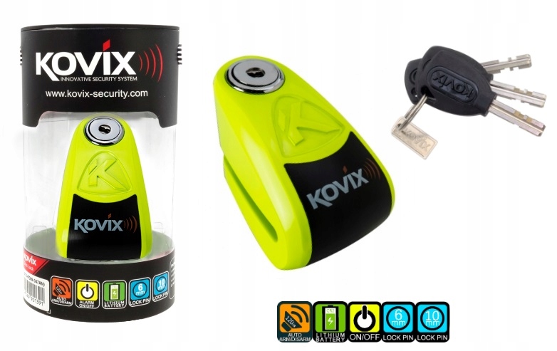 Zámok brzdového kotúča KOVIX KAZ10 Neon ŽLTÝ