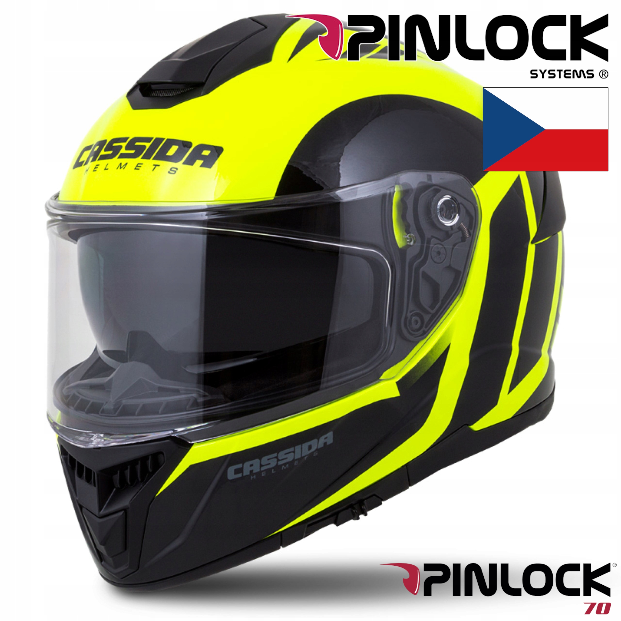 PRILBA CASSIDA MOTOCYKL FLUO GT FIBER + PINLOCK S