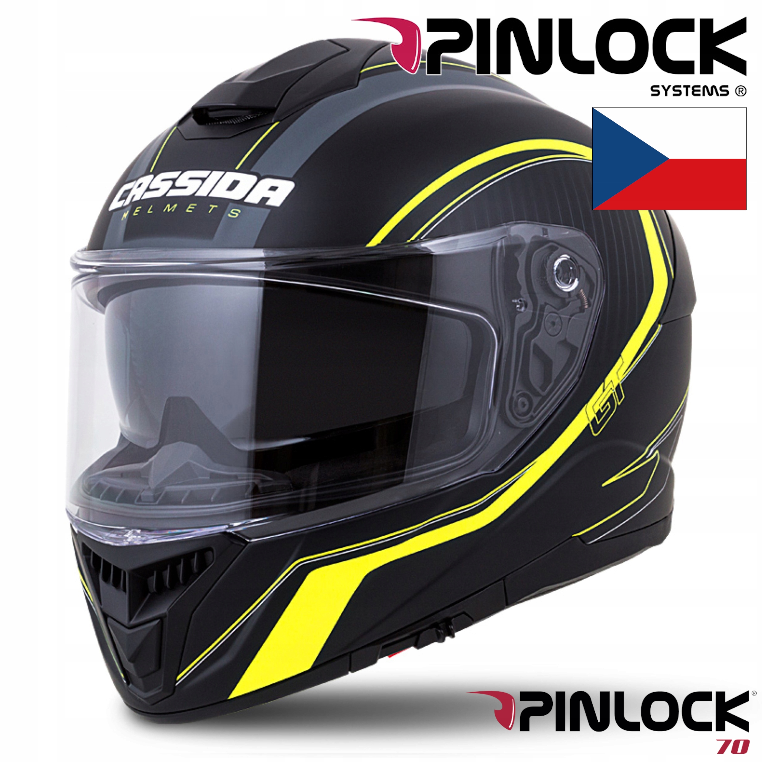 PRILBA NA MOTOCYKLE CASSIDA GT 2 FIBER + PINLOCK M