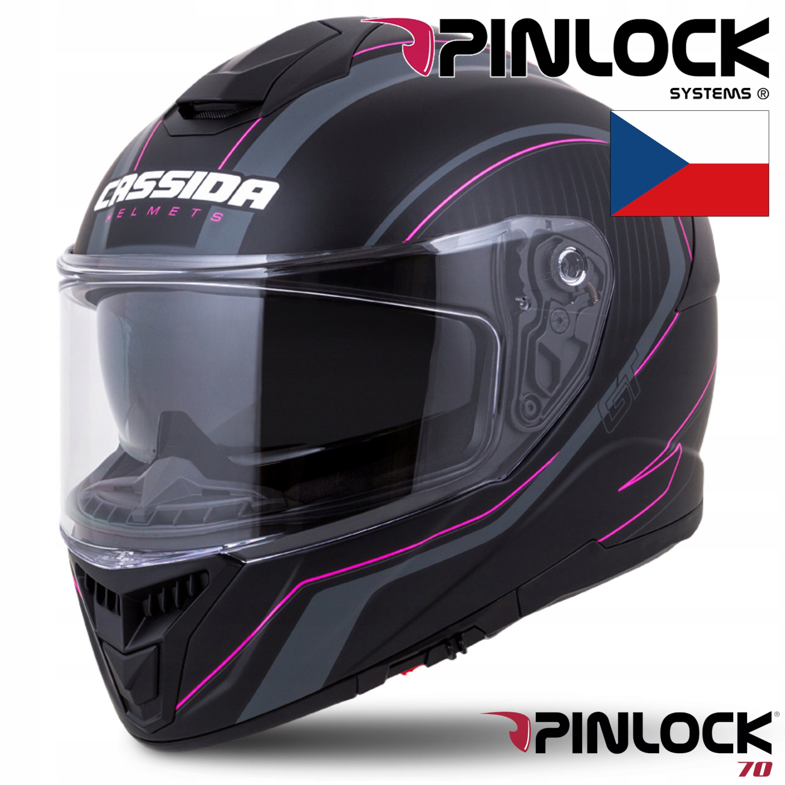PRILBA NA MOTOCYKLE CASSIDA GT2 FIBER + PINLOCK M