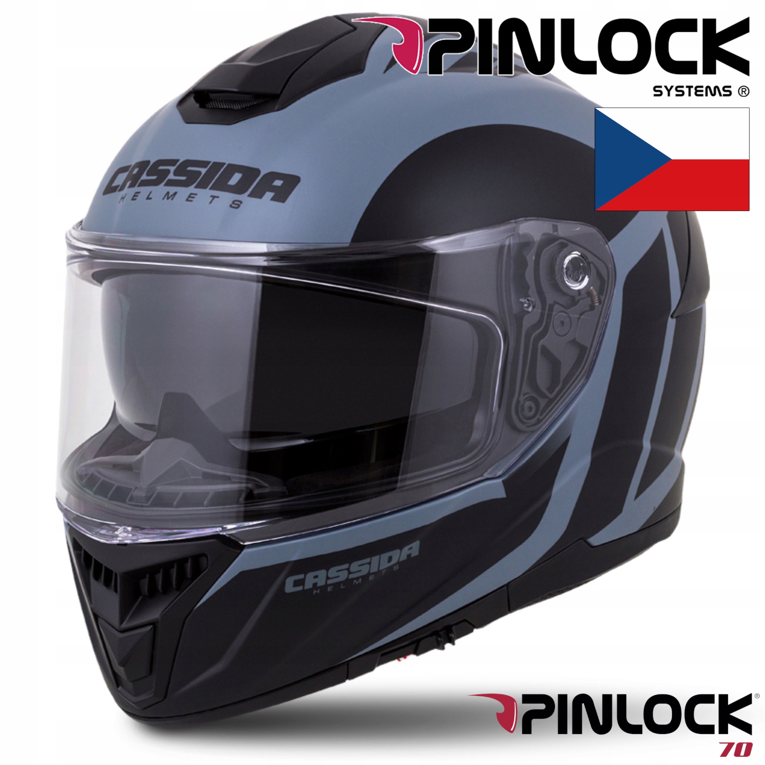 PRILBA NA MOTOCYKLE CASSIDA GT2 FIBER + PINLOCK XS