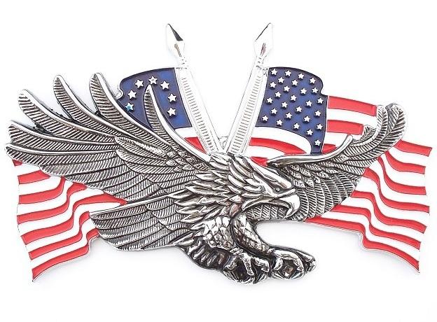 STICKY BIG METAL EAGLE EMBLEM USA FLAG