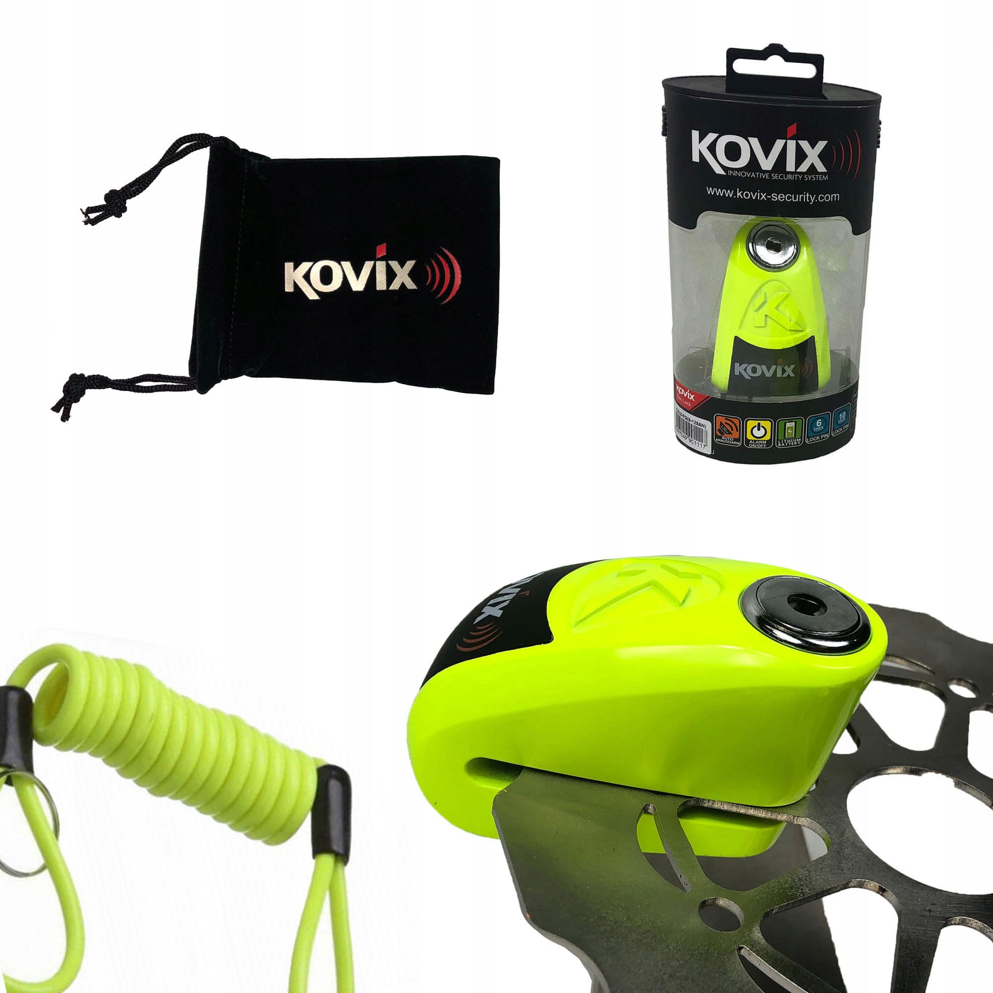 Veľký zámok pre disk KOVIX KAZ10 - 10 mm fluo