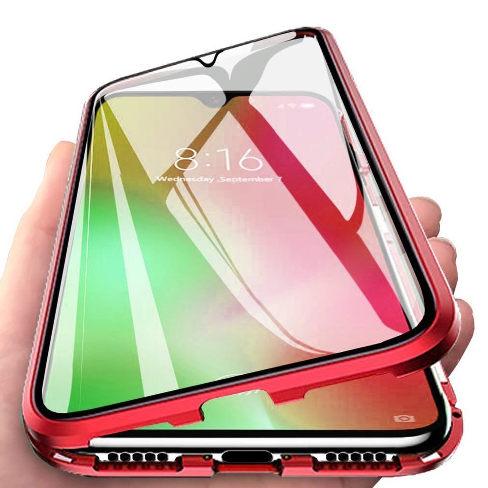 Predné a zadné magnetické puzdro Redmi Note 8T - červené