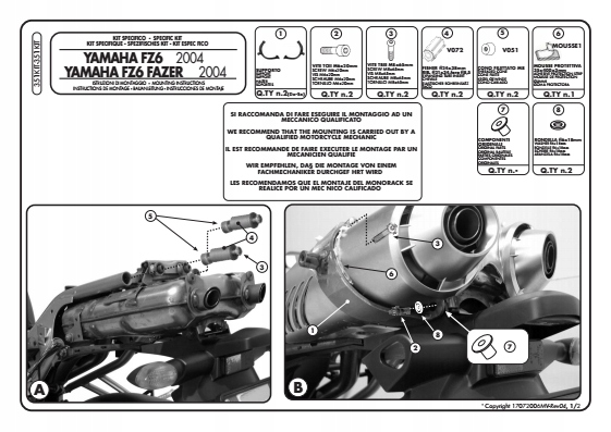 SÚPRAVA MONTÁŽNEJ SADY GIVI 351KIT PRE PL351