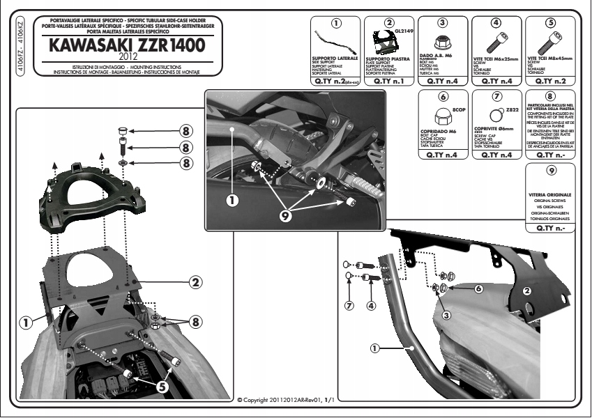 GIVI 4106FZ CENTRÁLNY RÁM PRÍPAD KAWASAKI ZZR