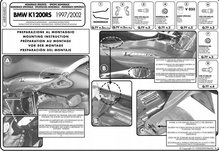 RÁMOVÝ RÁM GIVI 680F BMW K1200 / K 1200RS
