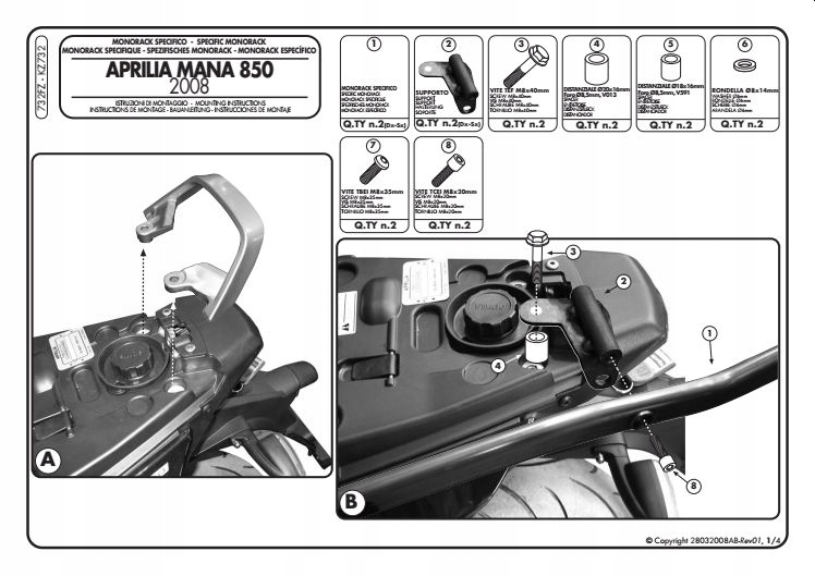 RÁM CENTRÁLNEHO PRÍPADU GIVI 732FZ APRILIA MANA