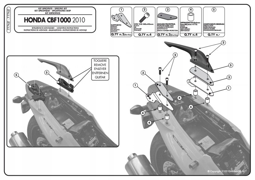 MONTÁŽNA SADA GIVI 777KIT PL208 / PLXR208