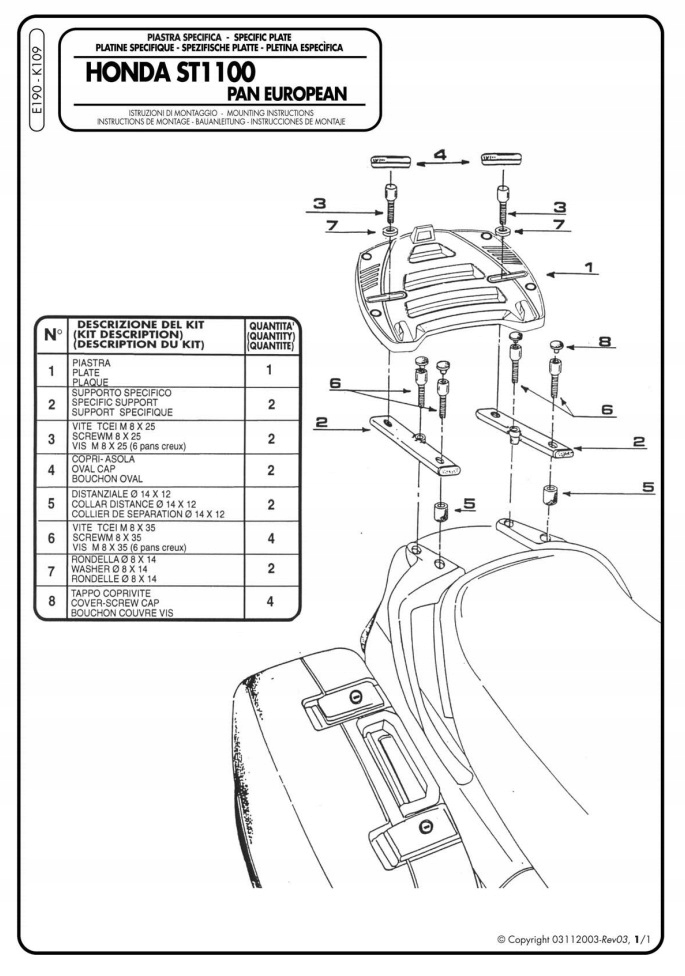 GIVI E190 ADAPTÉR HONDA ST 1100
