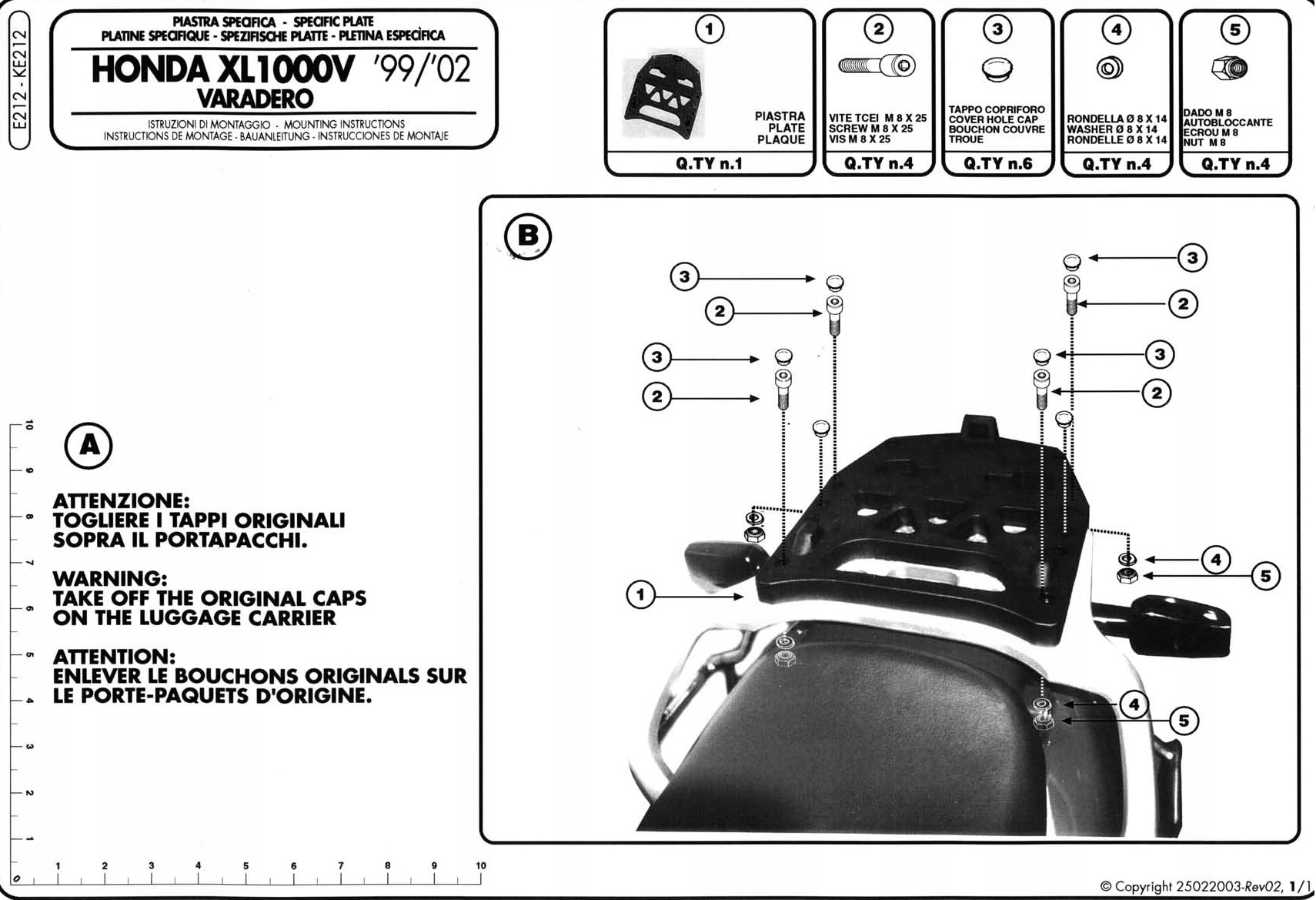 GIVI E212 Adaptér Monokey HONDA XL 1000V VARADERO