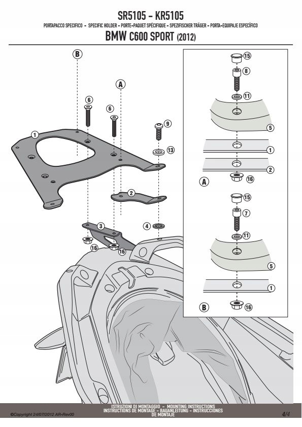 GIVI SR5105 HLAVNÝ RÁMOVÝ RÁM BMW C 600