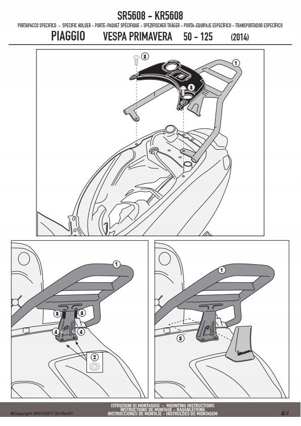 GIVI SR5608 PIAGGIO Vespa TOP PRÍPADOVÝ RÁM