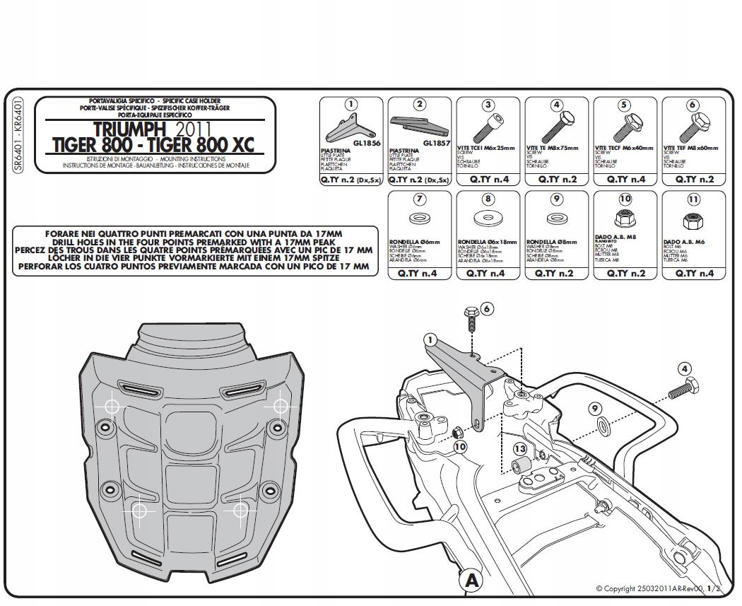 GIVI SR6401 Upevnenie pre MONOKEY TRIUMPH TIGER 800