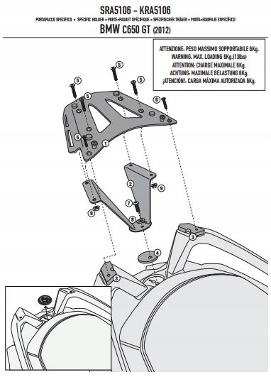 GIVI SRA5106 ALU stredové uchytenie pre BMW C650GT