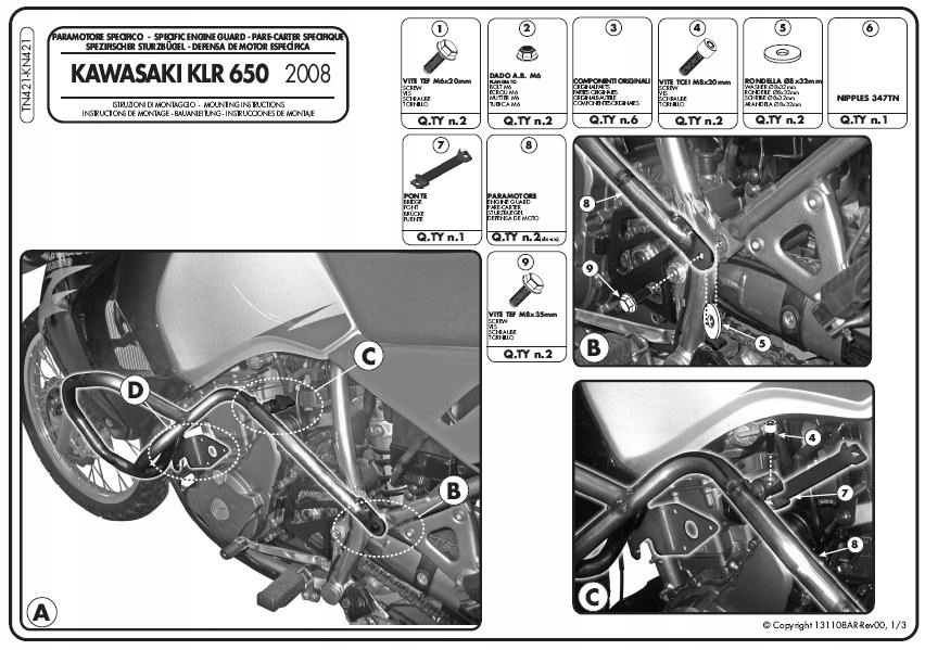 GIVI TN421 GMOLS KAWASAKI KLR 650 Enduro (07> 16
