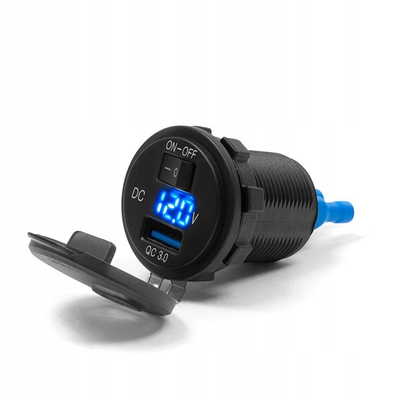 RÝCHLE NABÍJANIE USB ZÁSUVKA S VOLTMETROM PRE FAIRING