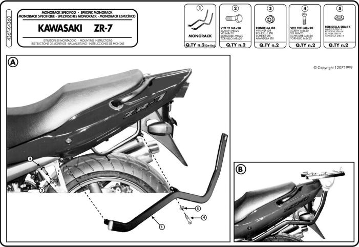 Givi 436F centrálny nosič KAWASAKI ZR7