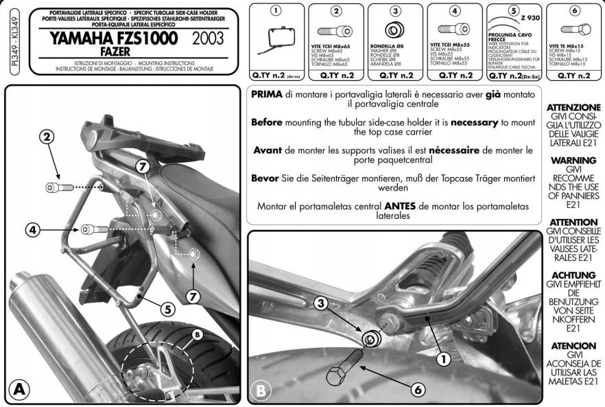 Givi PL349 bočný nosič Yamaha Fazer 1000 03-05