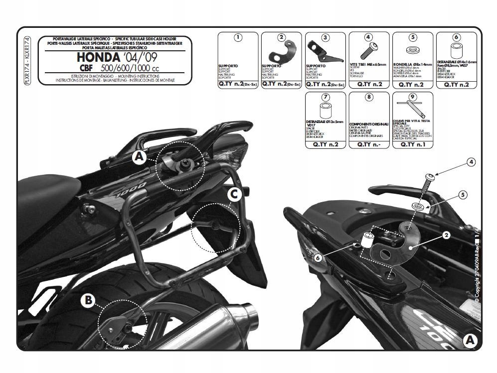 Givi PLX174 bočný stojan v35 pre CBF 500/600/1000