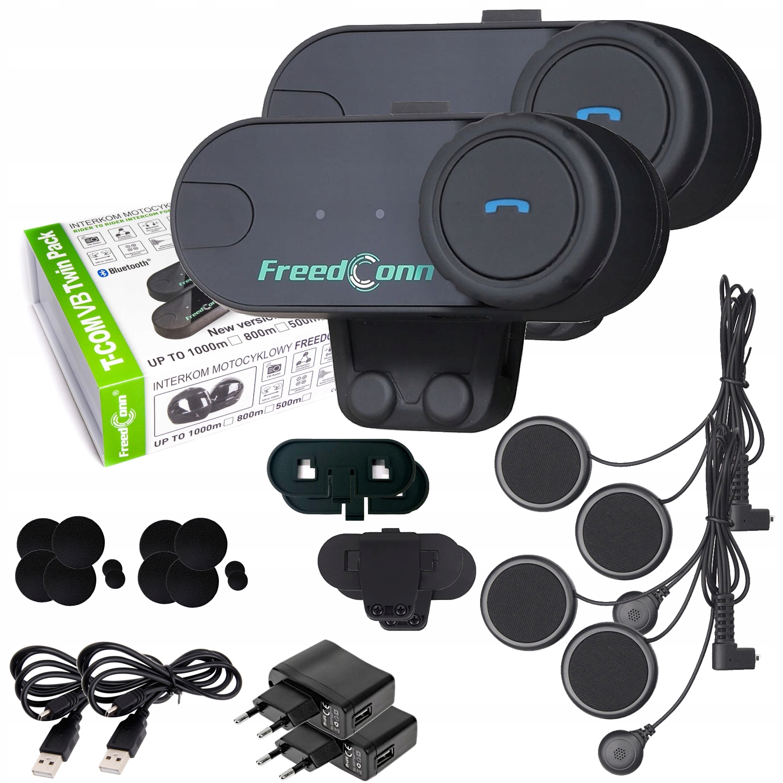 2 prilby FreedConn T-Com VB V3 Bluetooth Intercom