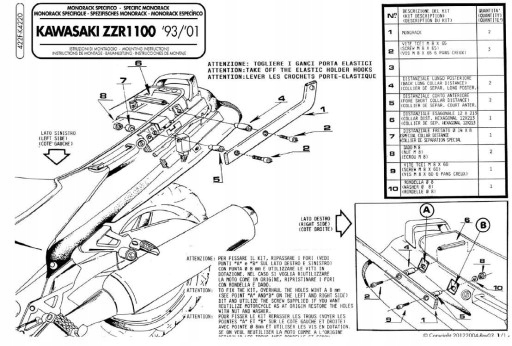 Rám KAPPA K4220 horného kufra KAWASAKI ZZR
