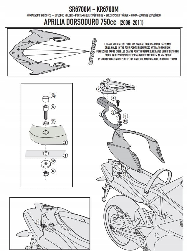 STREDNÝ PRÍPAD KAPPA FRAME. APRILIA Dorsoduro 750