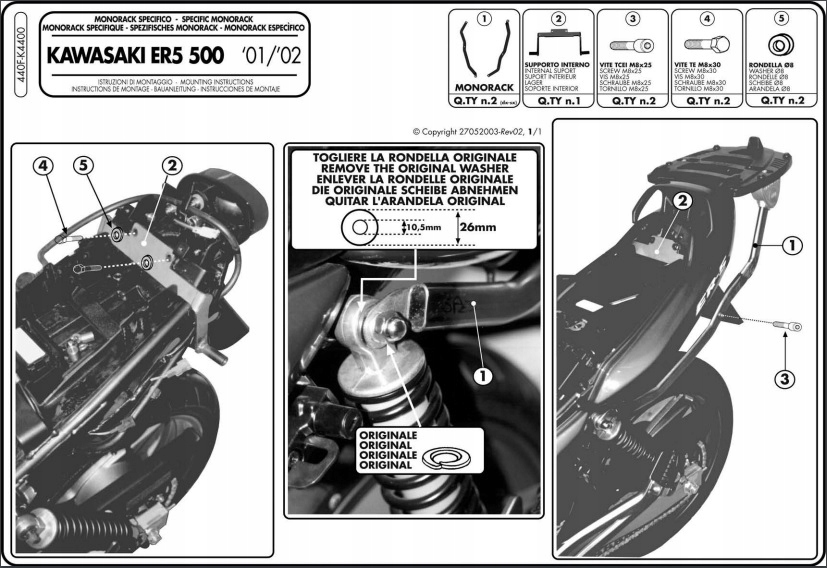 STREDNÝ PRÍPAD KAPPA FRAME. KAWASAKI ER5 500 01-07