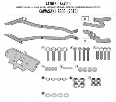 STREDNÝ PRÍPAD KAPPA FRAME. KAWASAKI Z 300 15-16