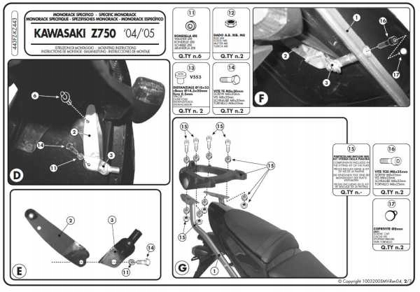 STREDNÝ PRÍPAD KAPPA FRAME. KAWASAKI Z 750 04-06