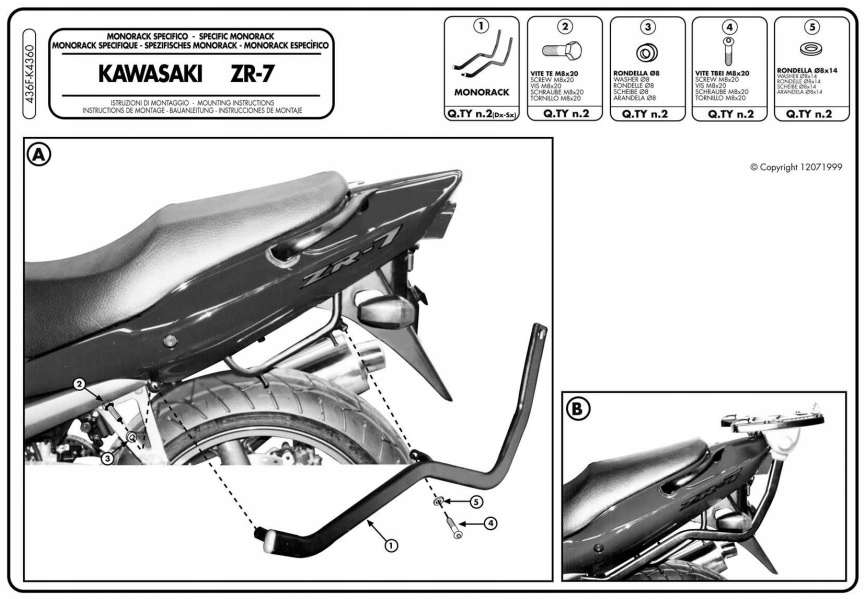 CENTRÁLNY PRÍPAD RÁMU KAPPA. KAWASAKI ZR7 / ZR7S 750