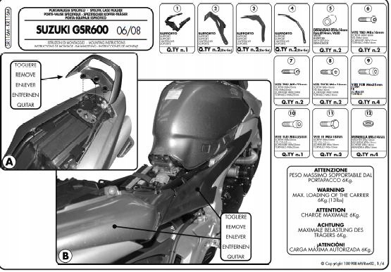 CENTRÁLNY PRÍPAD RÁMU KAPPA. SUZUKI GSR 600 06-11