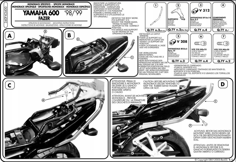 STREDNÝ PRÍPAD KAPPA FRAME. YAMAHA FZS 600 FAZER
