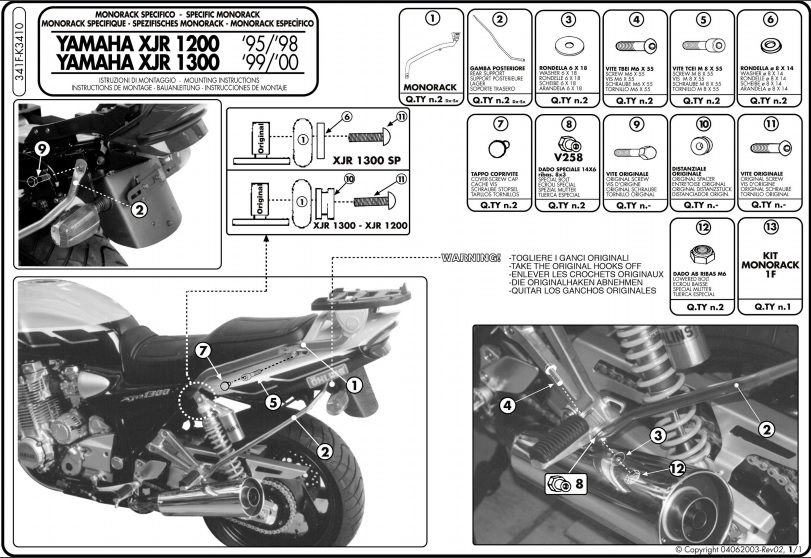 TOP KAPPA KAPPA PRE YAMAHA XJR1200 / 1300
