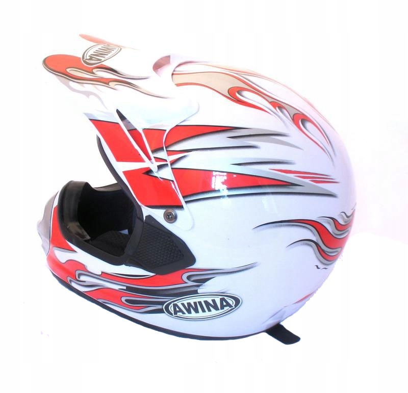 PRILBA AWINA L BIELOČERVENÝ KRÍŽOVÝ ENDURO