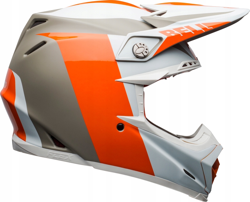 PRILBA BELL MOTO-9 FLEX DIVISION BIELA / ORANŽOVÁ / PIESKOVÁ L
