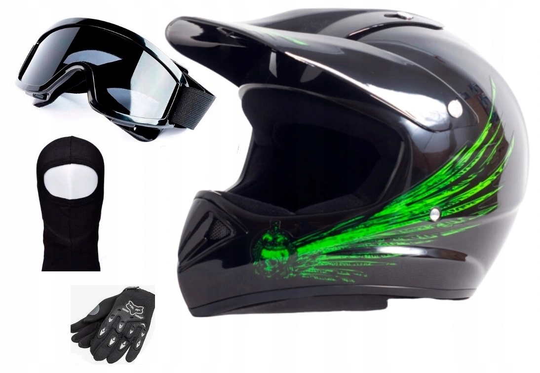 PRILBA CROSS ATV Enduro RUKAVICE OKULIARE, BALACLAVA XL