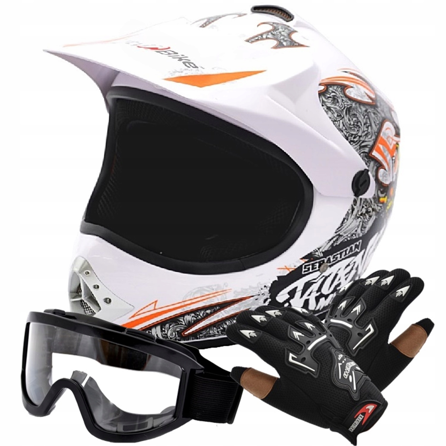 DETSKÁ KRÍŽOVÁ ENDURO ČIERNA L PRILBA + RUKAVICE + OKULIARE
