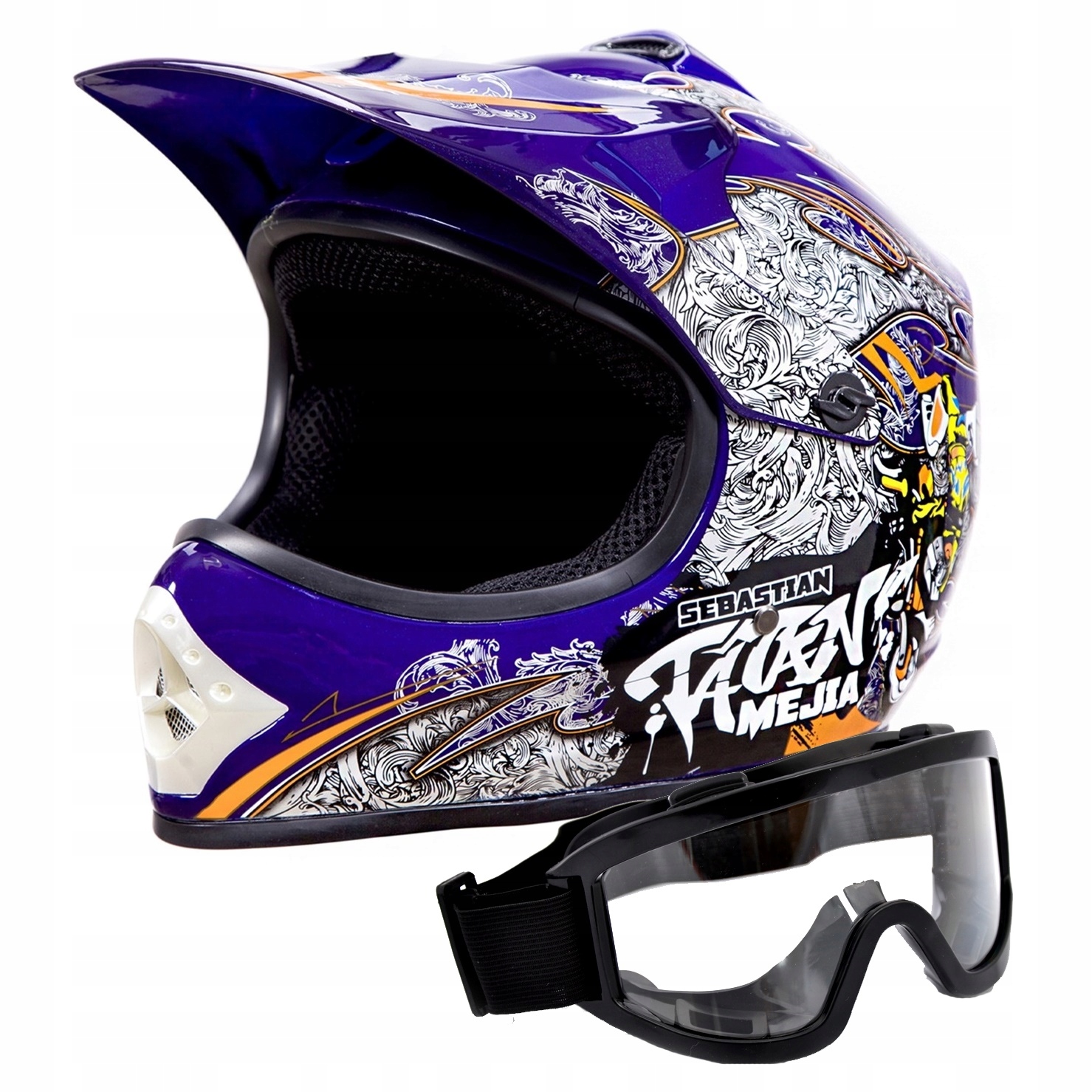DETSKÁ KRÍŽOVÁ PRILBA ENDURO QUAD ATV L + OKULIARE