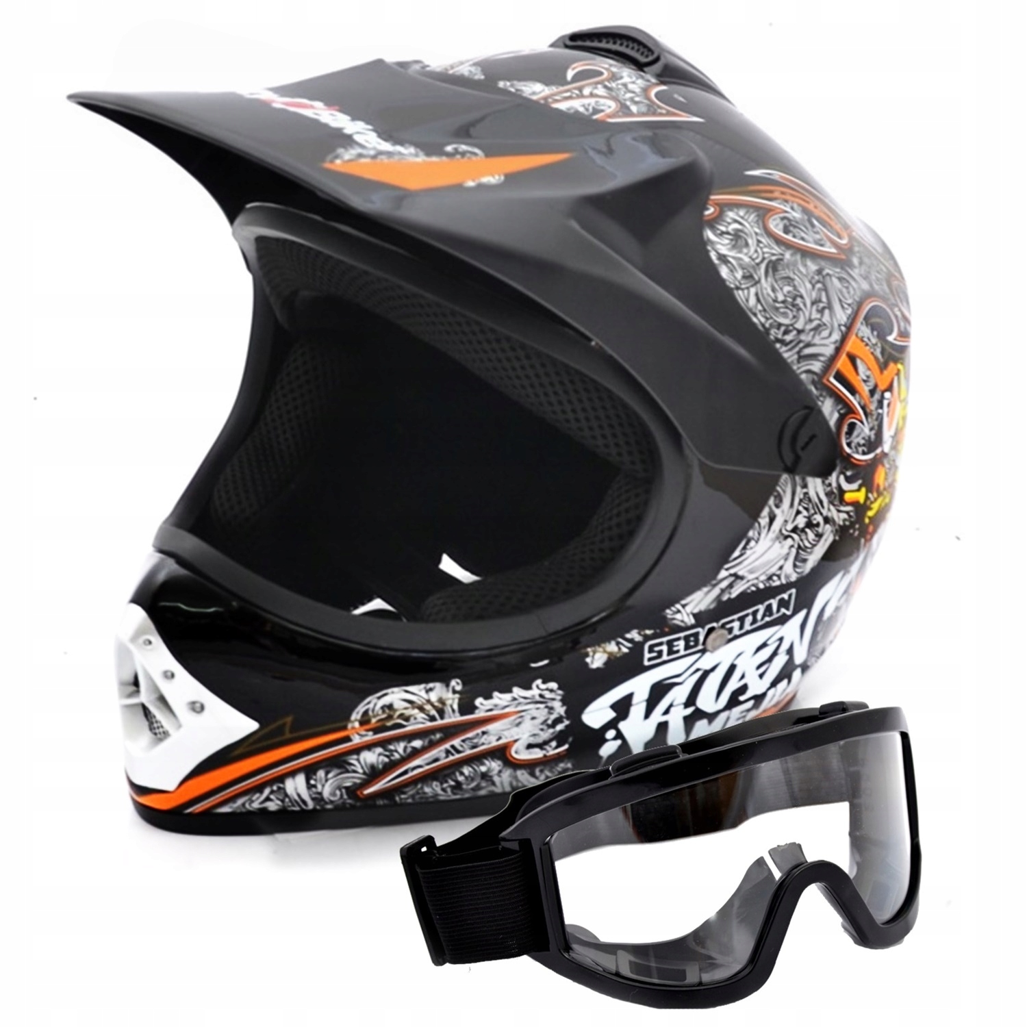 DETSKÁ KRÍŽOVÁ PRILBA ENDURO QUAD ATV M + BRÝLE