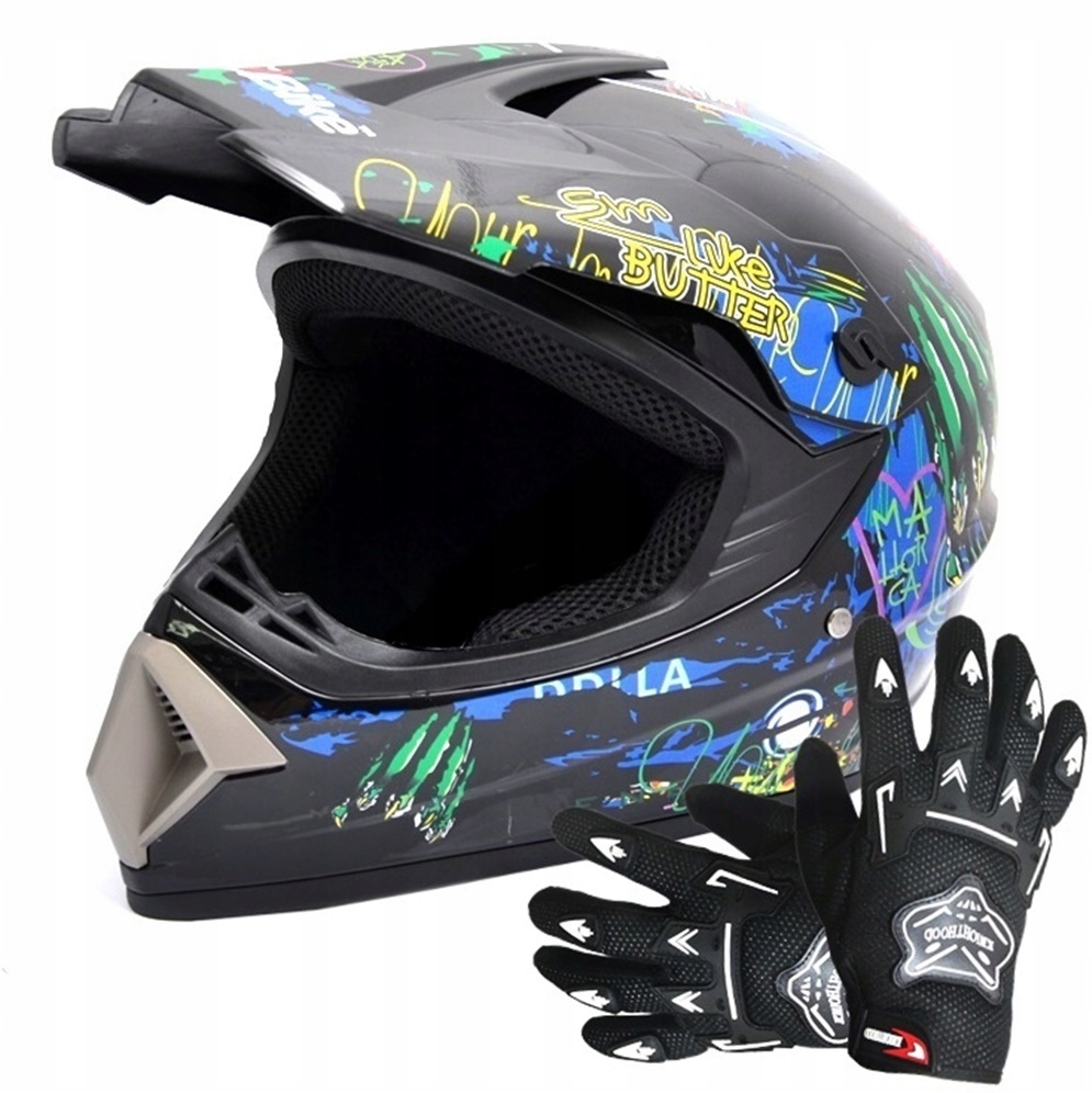 PRIEBEŽNÁ PRILBA ĽAHKÉ ENDURO štvorkolky S + RUKAVICE