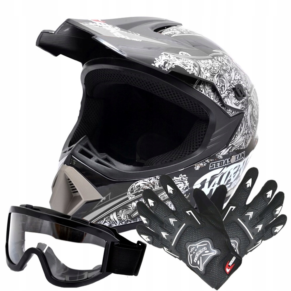 PRILBA PRIEHĽAD SVETLÁ ENDURO ČTYR L + OKULIARE + rukavice
