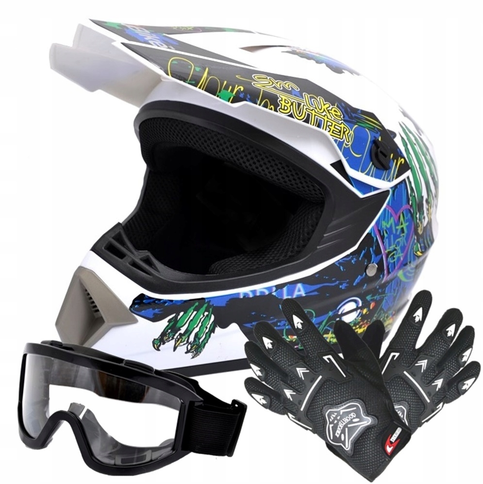 PRILBA PRIEHĽADNÁ SVETLO ENDURO QUAD S + OKULIARE + RUKAVICE